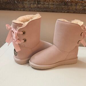 BearPaw Pink Kids Boots with Bows